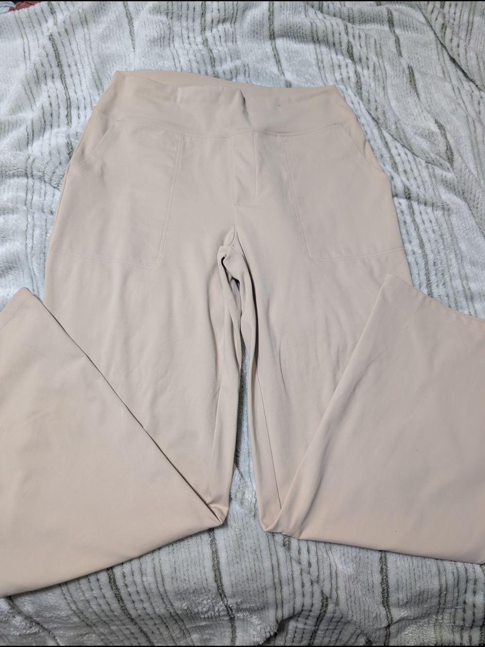 High-Waist Wide-Leg Pants in Light Beige - Women